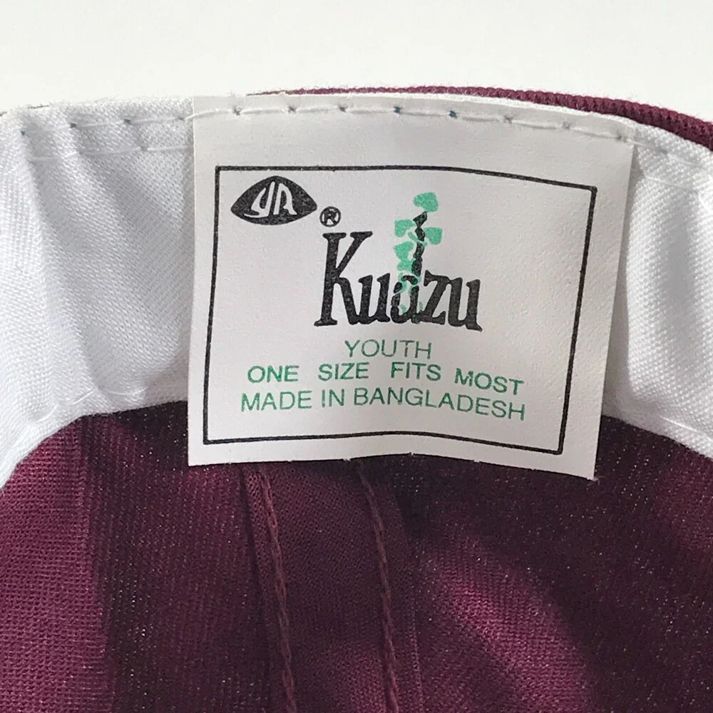 Vintage Snapback Hat Youth Size Dark Red Burgundy Flat Brim Kudzu YoungAn